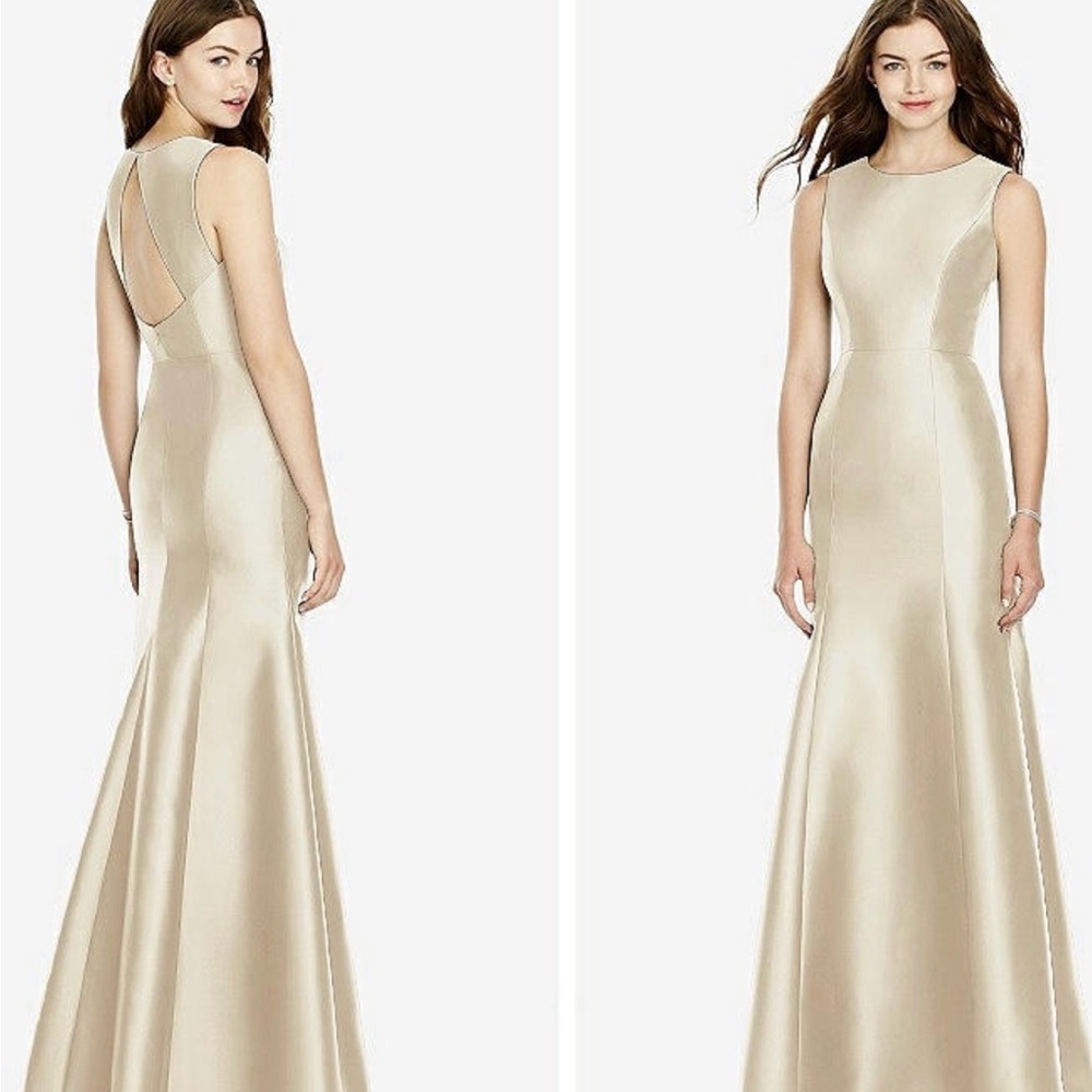 Dessy Group | Bella Bridesmaids Dessy BB106 Satin Twill Dress in Champagne